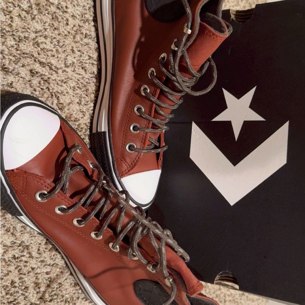 Converse Men's Brown and White High-Top Sneakers